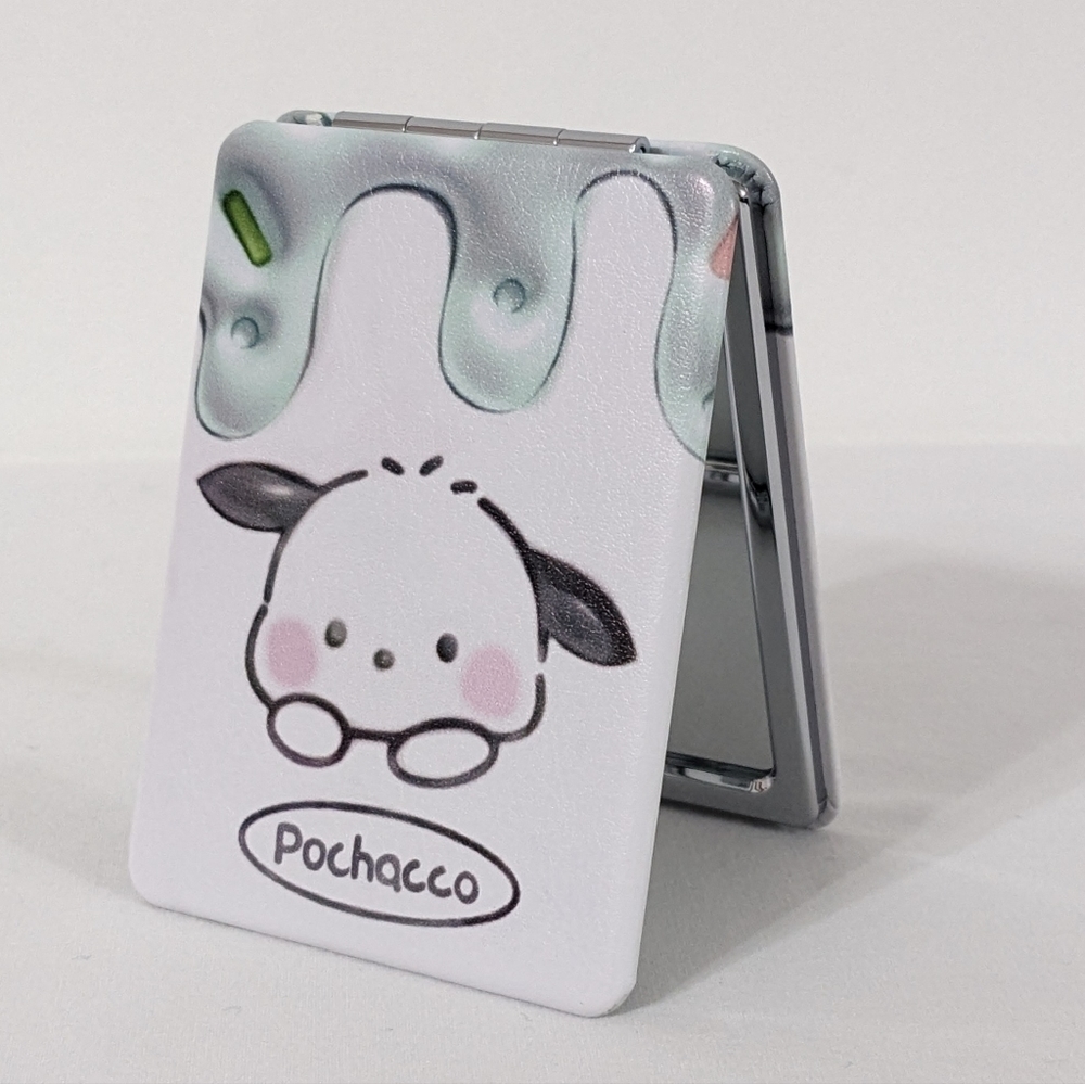 Pochacco Sanrio Kawaii Rectangle Double Sided Portable Folding Compact Mirror